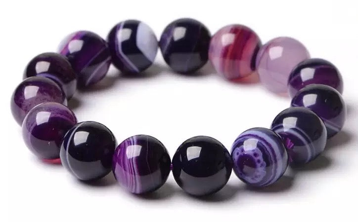 Fashion Purple Onyx Bracelet for Women & Men-12mm