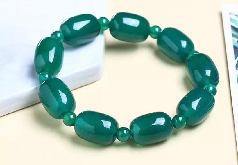 Natural  Green Agate Stones Bracelet for Women-10mm