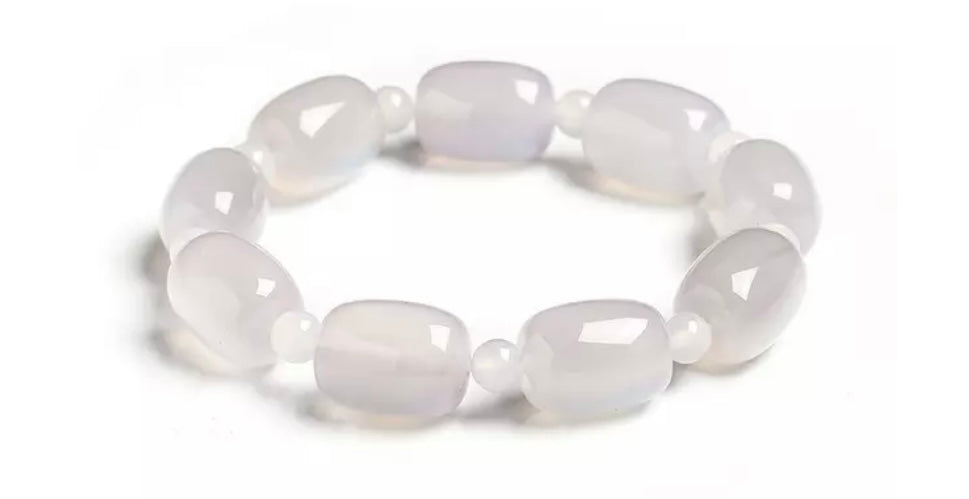 Natural  White Agate Stones Bracelet for Women-10mm