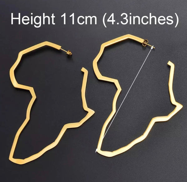 Arica Map Big Earrings,Exagerate larger earrings stud-Gold Color