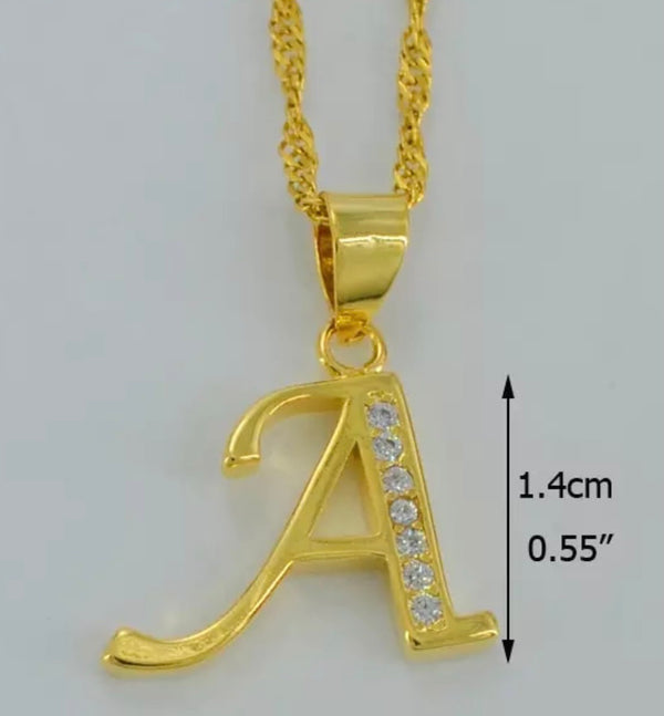 Alphabet Letter Initial:Pendant Necklace for Women-Gold Color