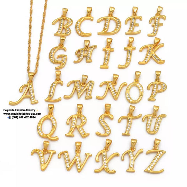 Alphabet Letter Initial:Pendant Necklace for Women-Gold Color