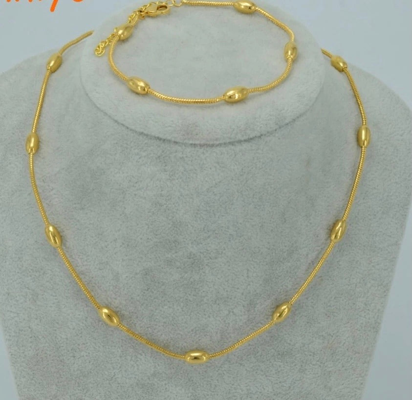 45Cm Women Jewelry Set: Necklace & Bracelet-Gold color