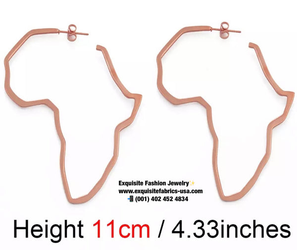 Africa Map Big Earrings: Exaggerate Larger Earrings Stud-Rose Gold