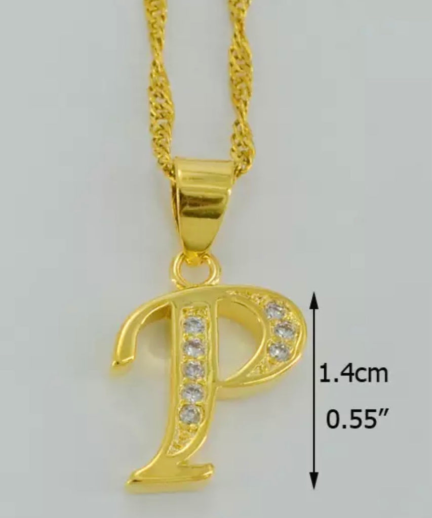 Alphabet Letter Initial:Pendant Necklace for Women-Gold Color