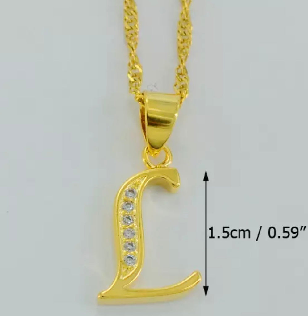 Alphabet Letter Initial:Pendant Necklace for Women-Gold Color