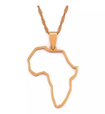 Africa Profile Map Women Pendant Necklace for Women-45Cm Rose Gold Color