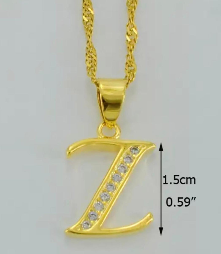 Alphabet Letter Initial: Pendant Necklace for Women-Gold Color